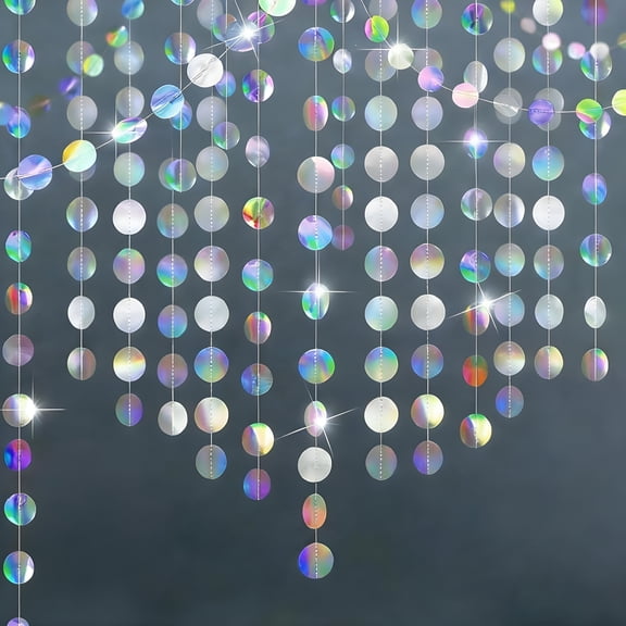 BESTSKY 6 Pack 13Ft Iridescent Circle Garlands Hanging Streamers Banner for Wall Wedding Birthday Graduation Party Decor