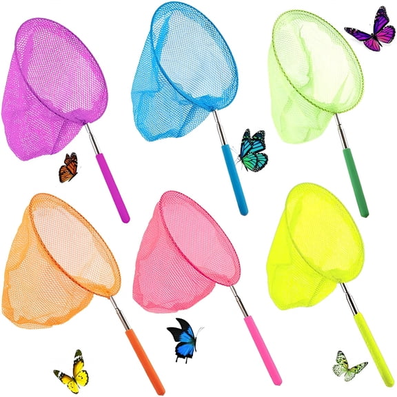 BESTSKY 6 Pack Bug Catcher for Kids, Telescopic Butterfly Fishing Nets, Extendable 32 Inch, for Outdoor Exploration, Science Projects, Bug Hunting, Fish Insect Ladybird