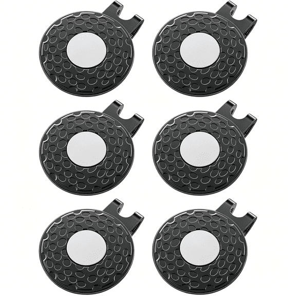 BESTSKY 6 Pack Golf Hat Clips Magnetic Golf Ball Marker Holders for Golf Hats Caps Pants Gloves Bags Visors Belts Alloy Clips for Metal Golf Ball Markers (Ball Marker Not Included),Black