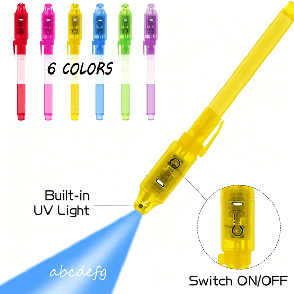 BESTSKY 6 Pack Invisible Ink Spy Pen with Uv Light Magic Marker, for Secret Messages Kids Birthday Party Easter Halloween Christmas Goodie Bags Toys Gifts for Kids Ages 3+