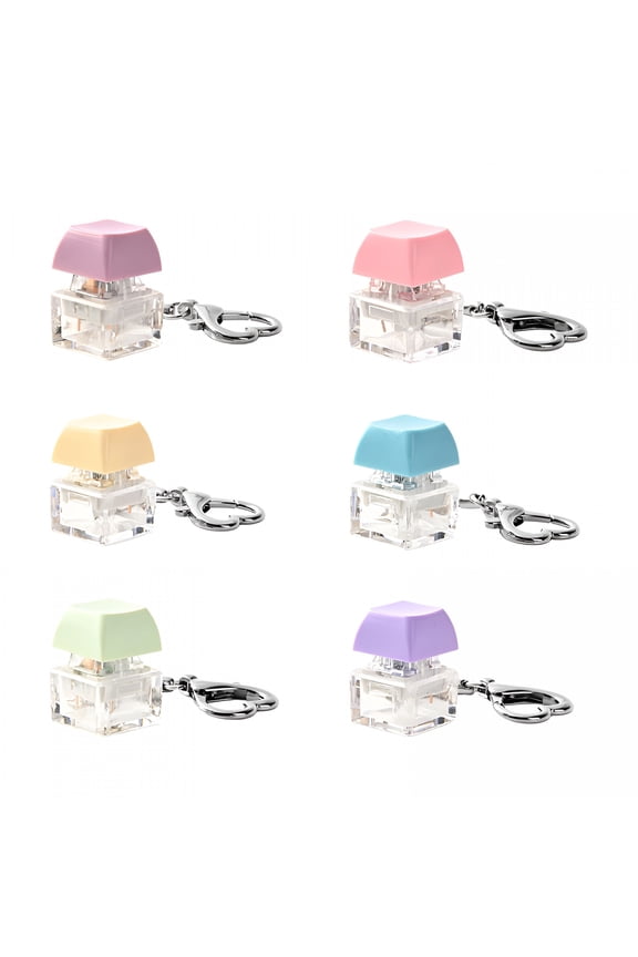 6 Pack Keyboard Fidget Toy Keyboard Fidget Keychain Keyboard Decompression Button Finger Clicker Toys,Button Stress Relief Fidget Gifts for Adult to Relief Stress (Mix Macaron)