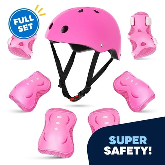 BESTSKY 6 Pack Knee & Elbow Pads for Kids Youth Children Guards Protective Gear Pad Set for Roller Skates Cycling Bmx Bike Skateboard Inline Skating Scooter Riding Sports (Pink)