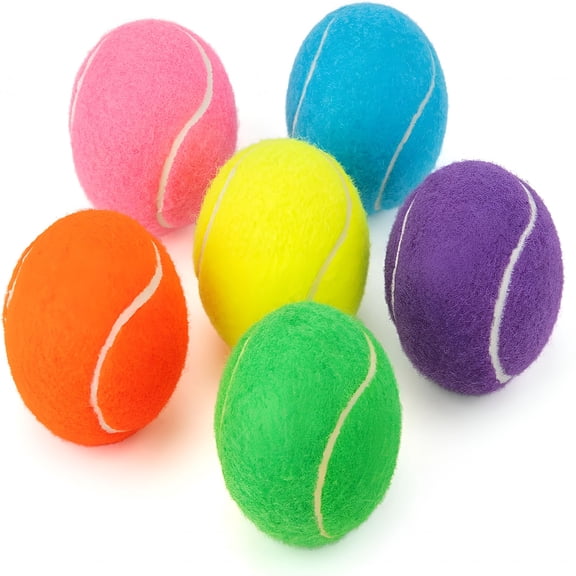 BESTSKY 6-Pack Tennis Balls for Beginner Training and Dog Fetch, Low Compression Practice Balls for Kids Youth Drills, Durable Mixed Color Tennis Ball Set for Dogs Chew Toys and Rally