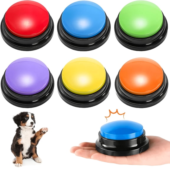 BESTSKY 6 Pack Voice Recording Button,6 Colors Dog Buttons for Communication Pet Training Buzzer,30 Seconds Record&Playback,Funny Record Buttons for Pet,Classroom,Office,Home
