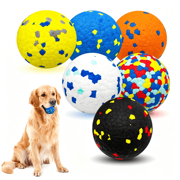 BESTSKY 6 Pcs Dog Balls Tennis Ball for Aggressive Chewers Indestructible Dog Teething Chew Toys for Large Medium Small&Puppies,More Biting-Proof Atom.