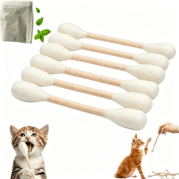 BESTSKY 6 Pcs Giant Cotton Swab Catnip Toys,Cat Q Tip Toy,Felt Interactive Kicker Chew Toys for Kittens&Indoor Cats,Soft Teething Toy with Organic Catnip,Eases Anxiety&Boredom,Cat Lover Gi