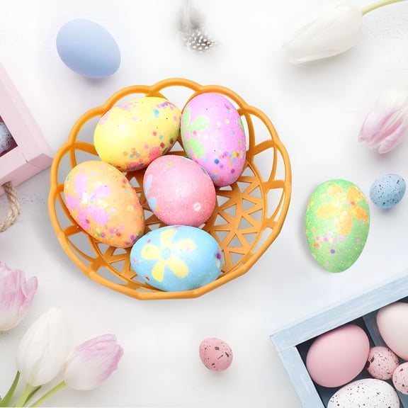 BESTSKY 6 Pcs Jumbo 6 Inch Glitter Easter Eggs, Reusable Foam Hanging Decor with Tangle-Free Strings for Trees, Mantels, and Party Baskets