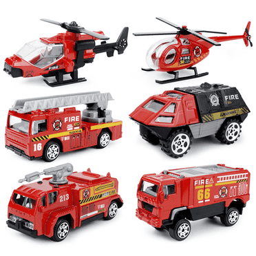 BESTSKY 6 Pcs Toy Cars,Fire Truck Toy for Kids Who Love Rescue Missions,Mini Fire Truck Model Design Toddler Boy Gifts,Style 1
