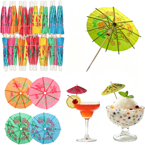 BESTSKY 60 Pcs 4 in Mini Cocktail Umbrellas for Drinks,Paper Picks with Toothpicks
