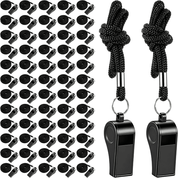 BESTSKY 60 Pcs Coach Whistle with Lanyard Lifeguard Whistles Bulk Plastic Sports Loud Referee Whistle for Coach Referees Training Emergency Plastic Sports Loud 60 Pcs Whistles