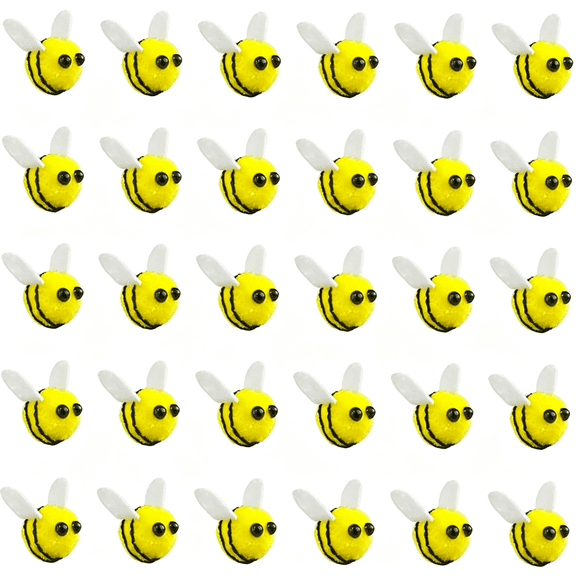 BESTSKY 60Pcs Wool Felt Bees Felt for Crafts Mini Bee Plush Decor for Tiered Tray Decoration Party Favors Diy Craft Jewelry Accessory As Mini Bees