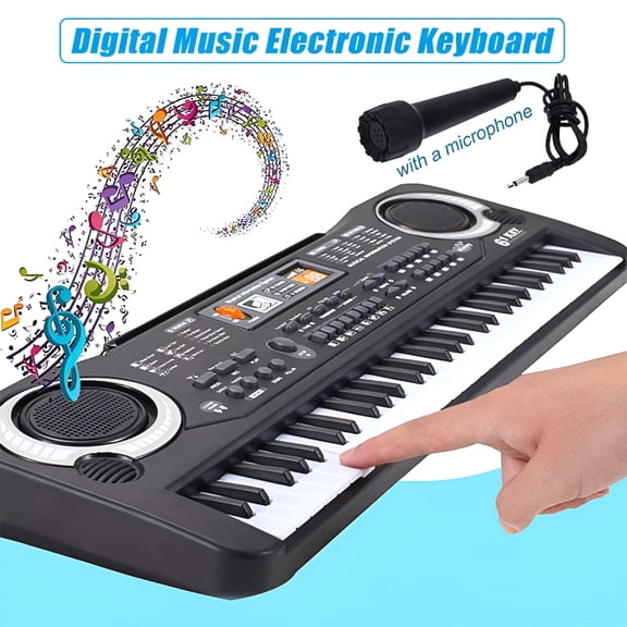 BESTSKY 61 Keys Electronic Digital Piano Keyboard with Dual Speakers Microphone USB Powered