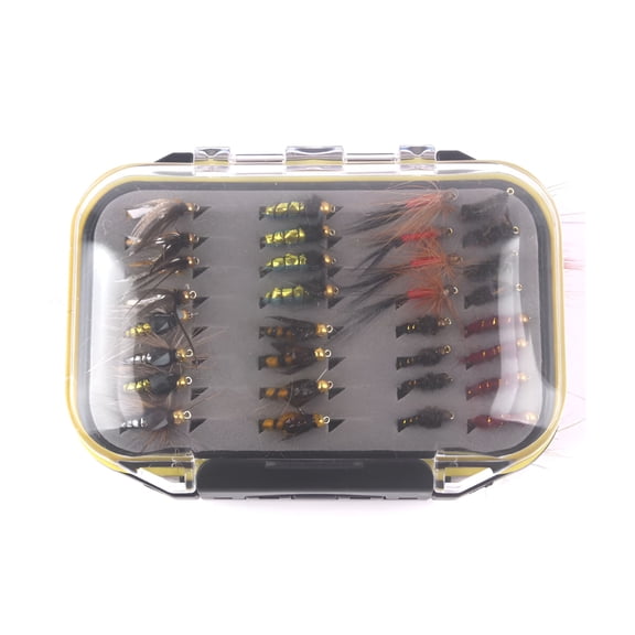 BESTSKY 64pcs Fly Fishing Flies Fly Fish Lure Kit Fly Fishing Gear Biomimetic Insect Lures with Fly Box