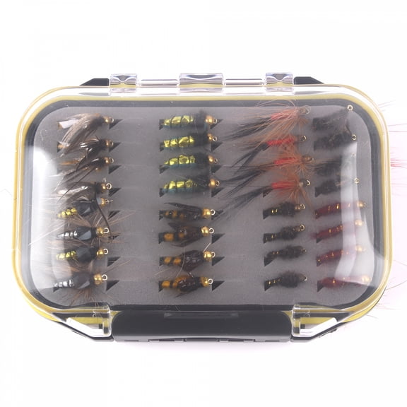 BESTSKY 64pcs Fly Fishing Flies Fly Fish Lure Kit Fly Fishing Gear Biomimetic Insect Lures with Fly Box
