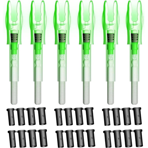 BESTSKY 6PCS G Lighted Nocks for Arrows .165 .204 .233 .244 .246 with ONOff Switch with X, H, S, GT Bushings LED Arrow Nocks lighted nocks for arrows