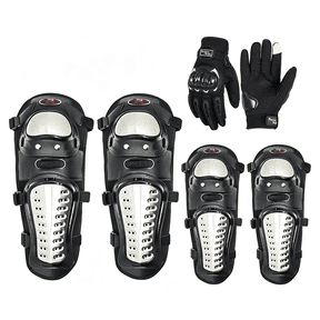 BESTSKY 6Pcs Alloy Steel Motorcycle Knee Pads Elbow Pads with Motorcycle Gloves,Motorcycle Accessories,Motocross Knee Shin Guards Dirt Bike Riding Gear for Men and Women