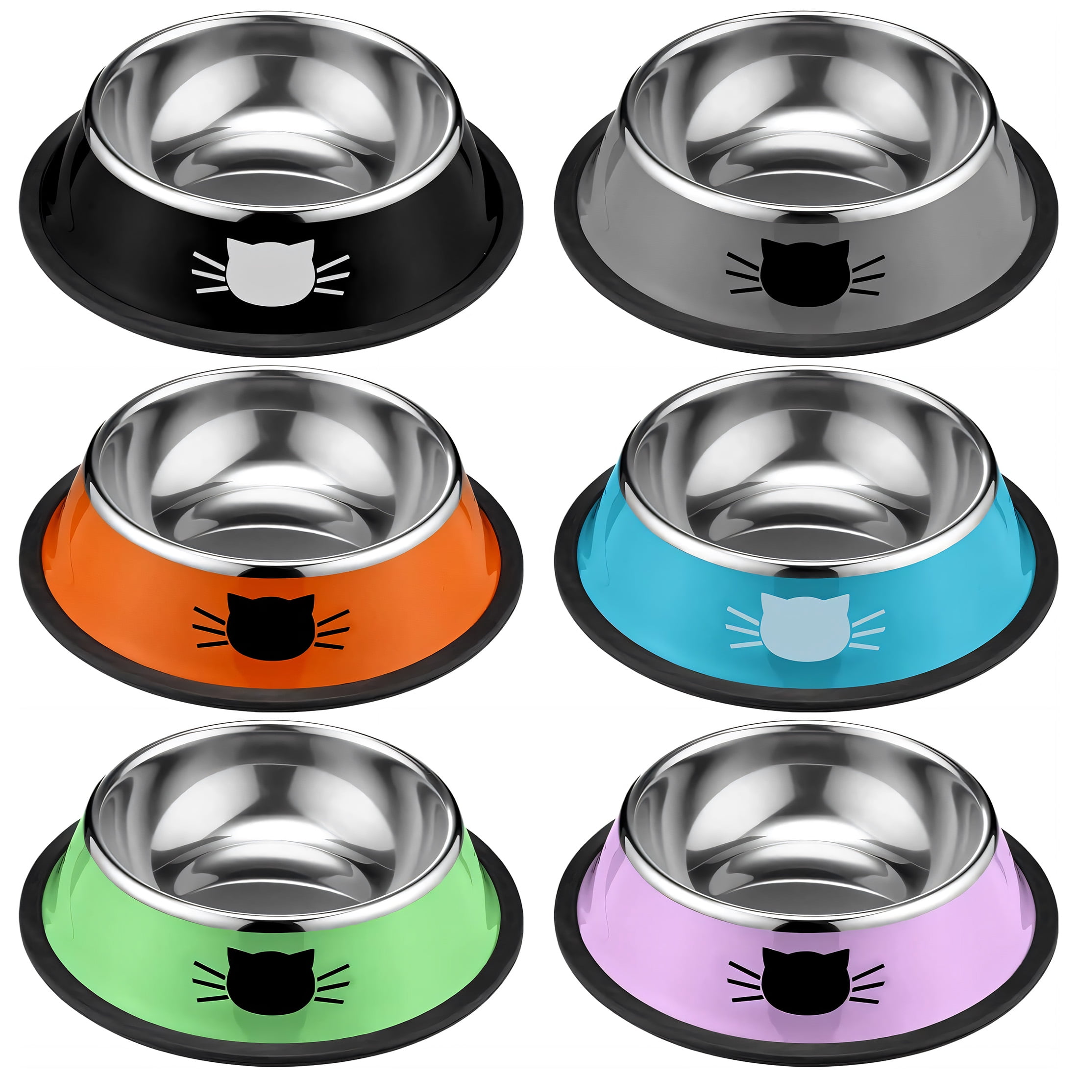 BESTSKY 6Pcs Cat Food Bowl,Anti-Tip Design Cat Bowls,Easy to Clean Elevated Dog Bowls