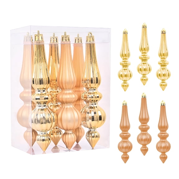 BESTSKY 6Pcs Christmas Ornaments Set Conical Shape Shatterproof Shine Plastic Christmas Ball Finial Drop Christmas Ornaments Xmas Hanging Pendants Christmas Tree Ornament