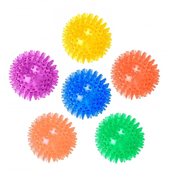 BESTSKY 6Pcs Dog Balls for Aggressive Chewers,Damage-Resistant Design Dog Squeaky Toys,Elastic Spikes Interactive Dog Ball,L