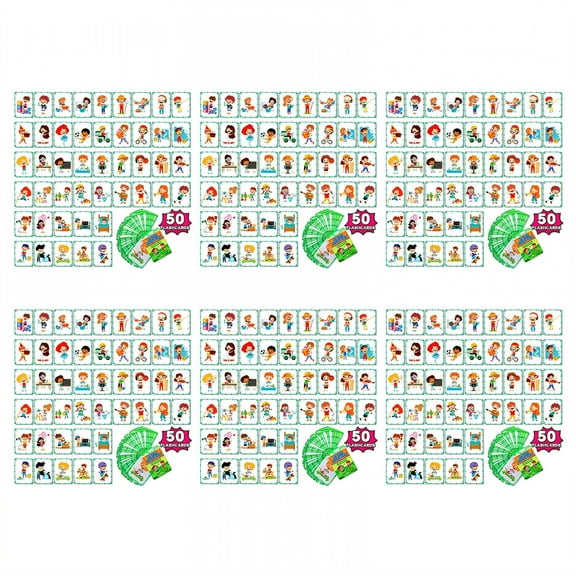 BESTSKY 6 Pack Flash Cards,Behavior Toddler Flash Cards,Double-Sided Sight Word Flash Cards