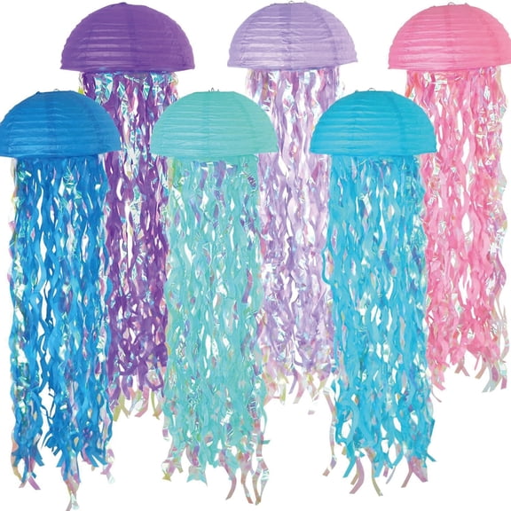 BESTSKY 6Pcs Jellyfish Paper Lanterns,Unique Theme Design Party Decorations,Handcrafted Artistry Ocean Party Decorations