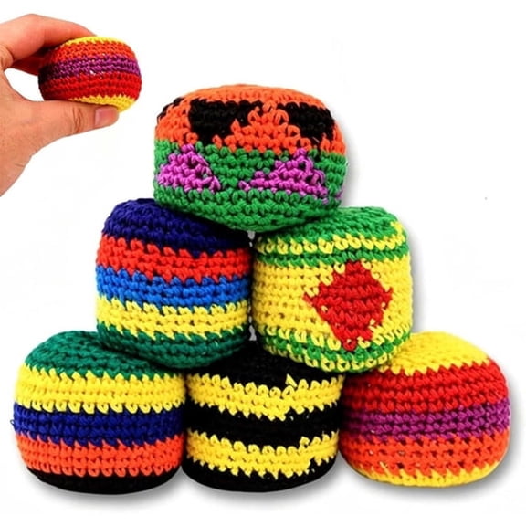 BESTSKY 6Pcs Knitted Hacky Sack, 2026 Crochet Footbags for Adults, Colorful Juggling Kick Bags for Outdoor Party Game, Handwoven Toss Pack