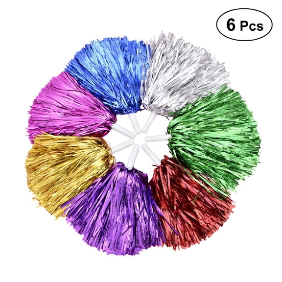 BESTSKY 6Pcs Plastic Cheerleader Pom Poms Party Costume Accessory Set Ball Dance Fancy Dress Party Sports Pompoms Cheer (Random Color)