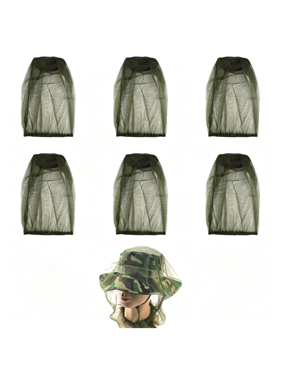 6Pcs Premium Head Net Face Mesh with Extra Fine Holes,Mosquito Hat Mask Head Cover for Camping Hiking Fishing Protecting from Insect Bug Bee Mosquito Gnats