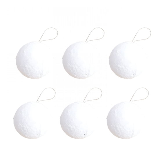 BESTSKY 2026 New 6Pcs White Snowball Christmas Ornaments-Fluffy Foam Hanging Balls for Xmas Tree,Wedding&Holiday Decor-White Christmas Balls Ornaments
