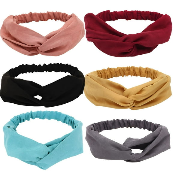 BESTSKY 6Pcs Wide Headbands for Women,Elastic Band Elastic Headbands for Women,No Pressure Fabric Headbands for Women,Style1
