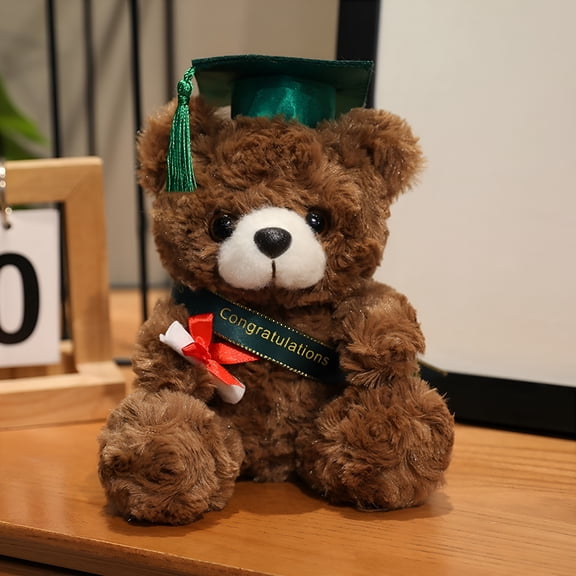 BESTSKY 7.1-Inch Blue Graduation Bear with Cap-Plush Stuffed Animal Doll,Class Gift for Graduate,Photo Prop,Keepsake Souvenir&Party Decor Green