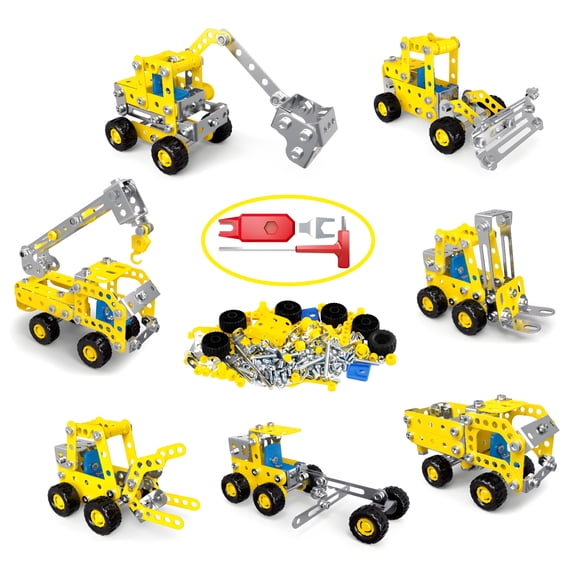 BESTSKY 7 in 1 STEM Building Kit for Kids Ages 5-9, 180 Pcs Metal Erector Set, DIY Engineering Robot Toys, Educational Birthday Gift