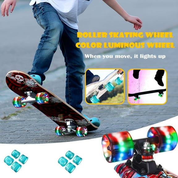 BESTSKY 70x51mm LED Light Up Longboard Wheels With Flashing Glow Effect - High Elastic PU Material for Night Riding Street Cruising - Deep Blue Illuminated Skateboard Accessories (Set of 4)