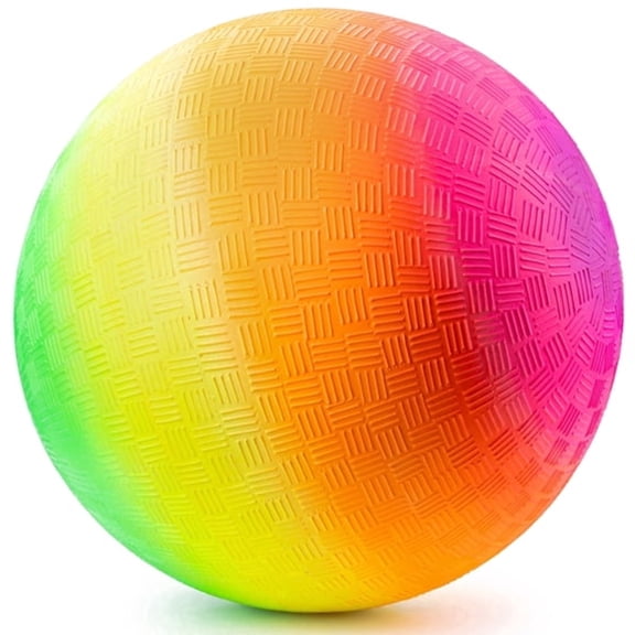 BESTSKY 8.5 Inch Rainbow Playground Ball, Inflatable Rubber Bouncy