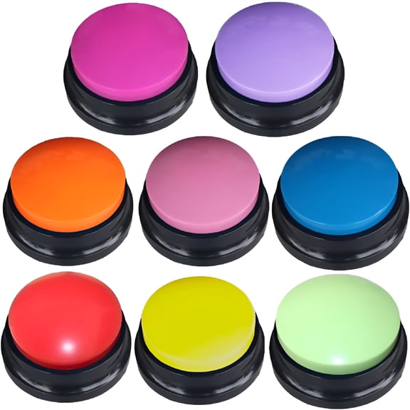 BESTSKY 8 Color Voice Recording Button,Dog Buttons for Communication Pet Training Buzzer,30 Second Record &Playback,Funny Gift for Study Office Home-8 Color Packs