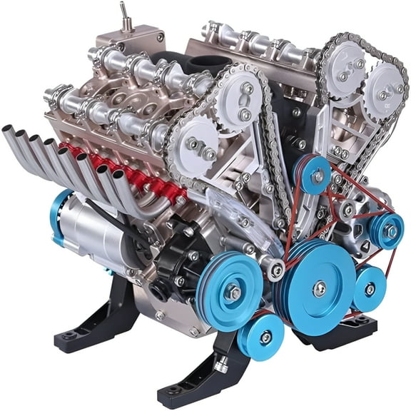 BESTSKY 8-Cylinder Car Engine Model Kit, Full Metal Automotive Replica for Adults, Detailed DIY Mechanical Desk Decor Display, Automotive Engineering Gift