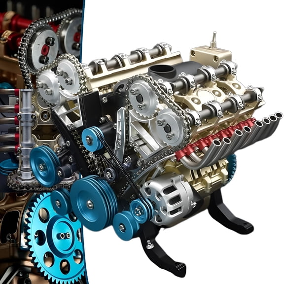 BESTSKY 8 Cylinder Full Resin Car Engine Model,Resin Car Engine Model,4 Cylinder Car Engine Kit Adult Model,Car Engine Kit,Resin Model Engine Kit,Kids/Adults Collection (8 Cylinder)