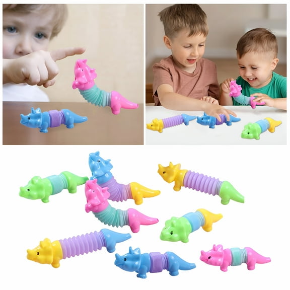 BESTSKY 8 Pack Animal Pop Tubes for Kids Sensory Toys for Toddlers 2-3 Party Favors Stress-Relief Toddler Sensory Toys Birthday Gifts