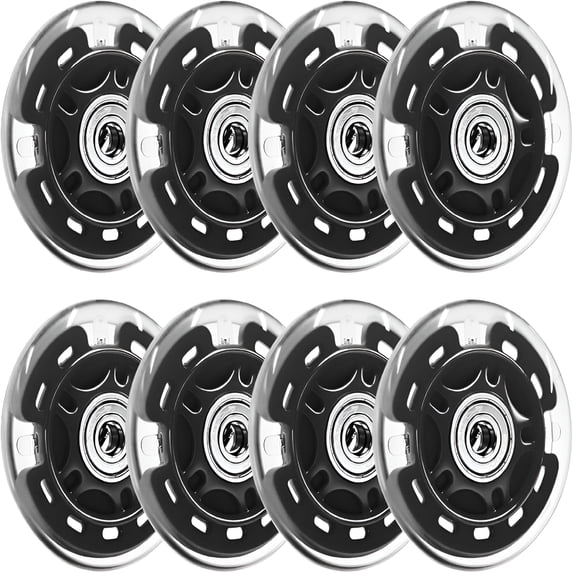 BESTSKY 8-Pack Inline Skates Wheels 64mm with Bearings for Indoor and Outdoor Replacement - High Performance Sturdy Wheel for Smooth Riding Upgrades Black