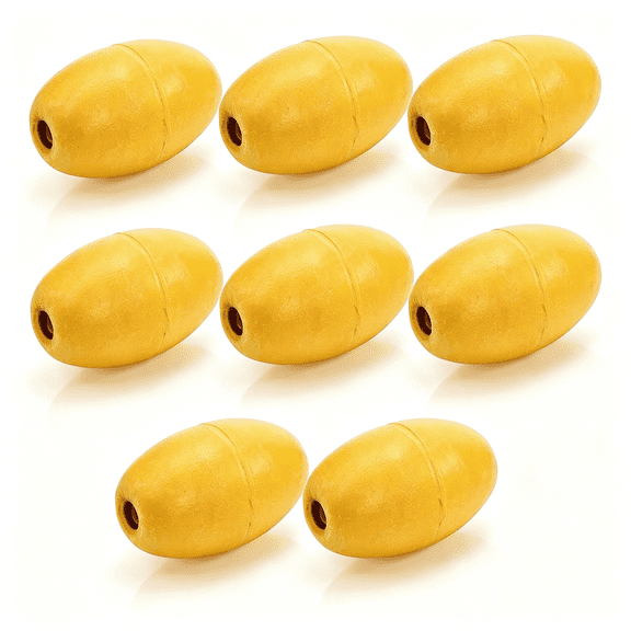 BESTSKY 8 Pack Oval Water Float, 5.5" X 3.5" Marine Rope Float Buoy, Deep Water Fishing Marker Bulk, Mooring Boat Supplies for Trail Dock Swim Pool Anchor Lines, Yellow(5/8" to 4/5" Hole)