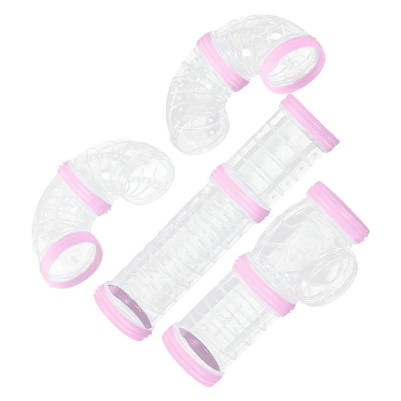 BESTSKY 8 Pieces Hamster Tubes Set Connected Tunnels External Pipes for Cage Accessories Pink