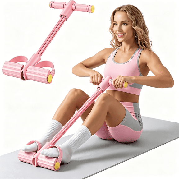 BESTSKY 8-Tube Pedal Resistance Bands with Handles - Ultra-Strong Tension for Full-Body Workout - Ideal for Home,Office & Travel Fitness (Pink)