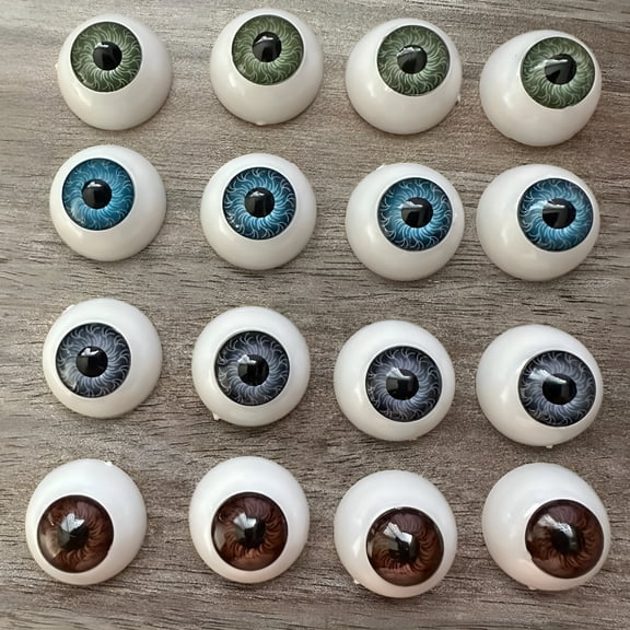 BESTSKY 8 pairs of 4 Colors 22mm Half Round Realistic Acrylic Eyes for Halloween Props,Masks,Dolls or Bears Craft Plastic Eyeballs (22mm)