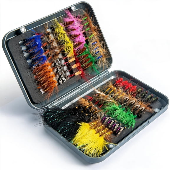 BESTSKY 80 Pcs 3Rd Gen Fly Fishing Flies Kit-Hand-Tied Dry Flies for Trout,Bass,Salmon,Panfish-Delicate Lifelike Shapes,Lures for Freshwater Fly Fishing in Rivers&Lakes