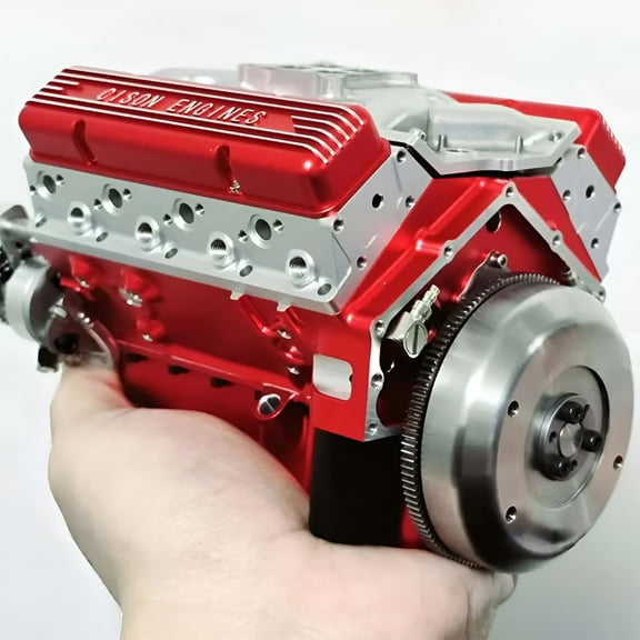 BESTSKY 89%-Gasoline OHV V8 Small-Block Engine Model Kits,V8 Engine Kits,Build Your Own STEM V8 Model Engine for Adults,Mini V8 Model Engine Kit - Red