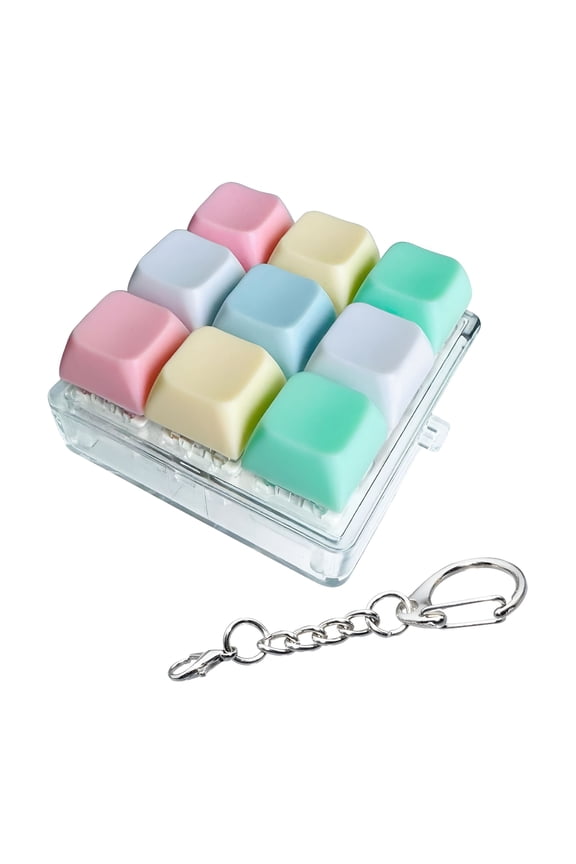 9-in-1 Keyboard Fidget Toy Click Keychain Stress Relief Button Toy, Colorful Macaron