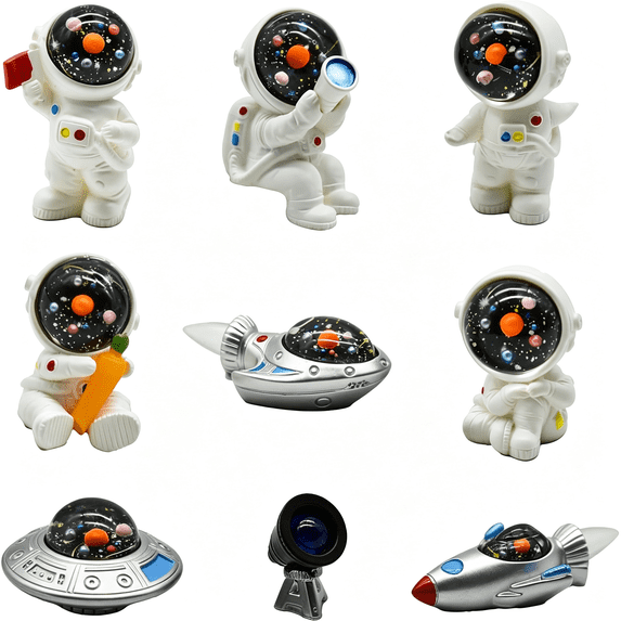 Mini Rockets Cute BESTSKY 9Pcs Miniature Resin Astronaut and Rocket Figurines for, DIY ...