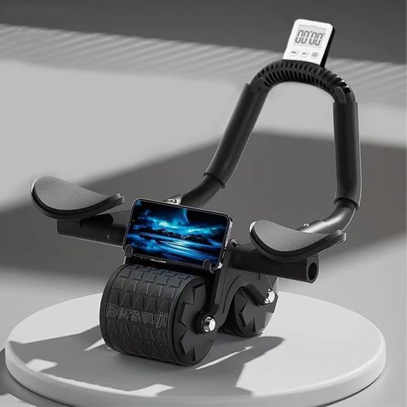 BESTSKY Ab Roller Wheel with Knee Mat &Timer - Automatic Rebound Abdominal Wheel with Elbow Support, Abs Workout Equipment for Core Strength Training, Ab Exercise Roller for Women Men