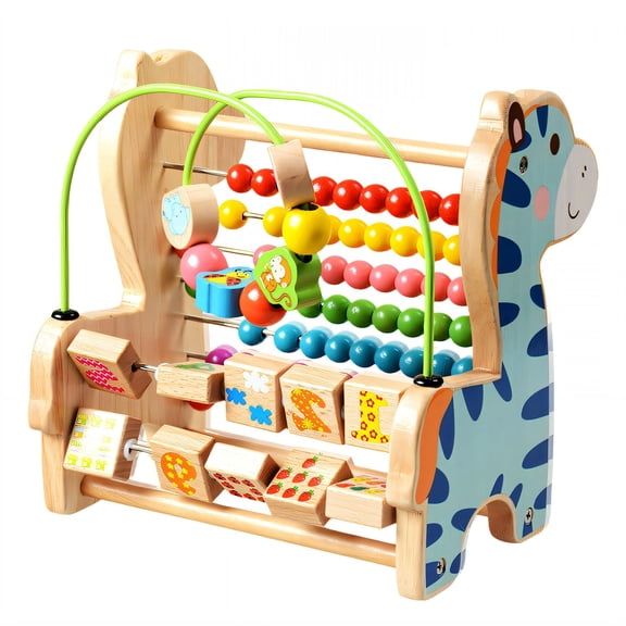 BESTSKY Abacus for Kids Math,Study Companion Wood Abacus for 0-3 Year Olds,Interactive Study 70 Besds Abacus for Kids,Style2