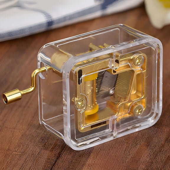 BESTSKY Acrylic Clear Music Box,Hand Cranked Gurdy Musical Mechanism Music Box